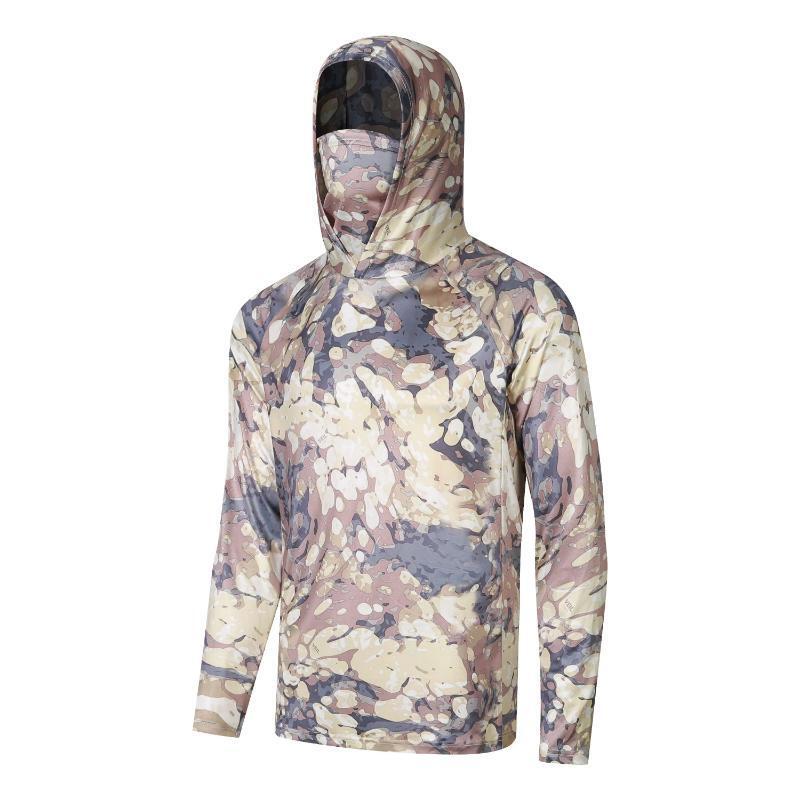Men’s UPF 50+ Sun Protection Hooded Shirt with Integrated Face Cover