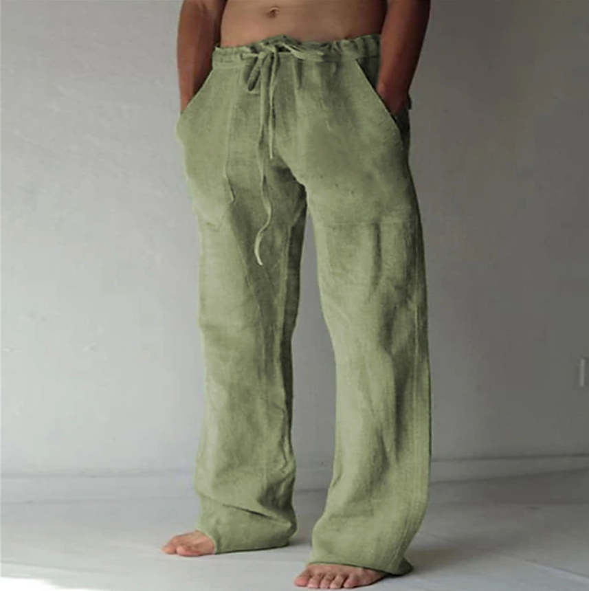 Men's Trousers Summer Pants Baggy Pants Beach Pants Casual Pants Drawstring Front Pocket Straight Leg Plain Comfort Soft Full Length Yoga Holiday Beach Fashion Hawaiian