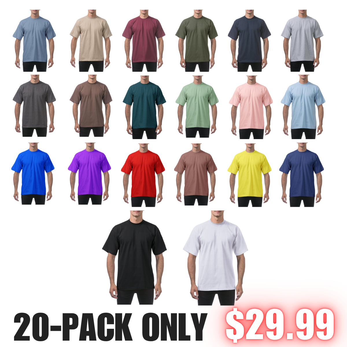 š„Men's 12-Pack Oversized Heavyweight Cotton Short Sleeve Crew Neck T-shirts