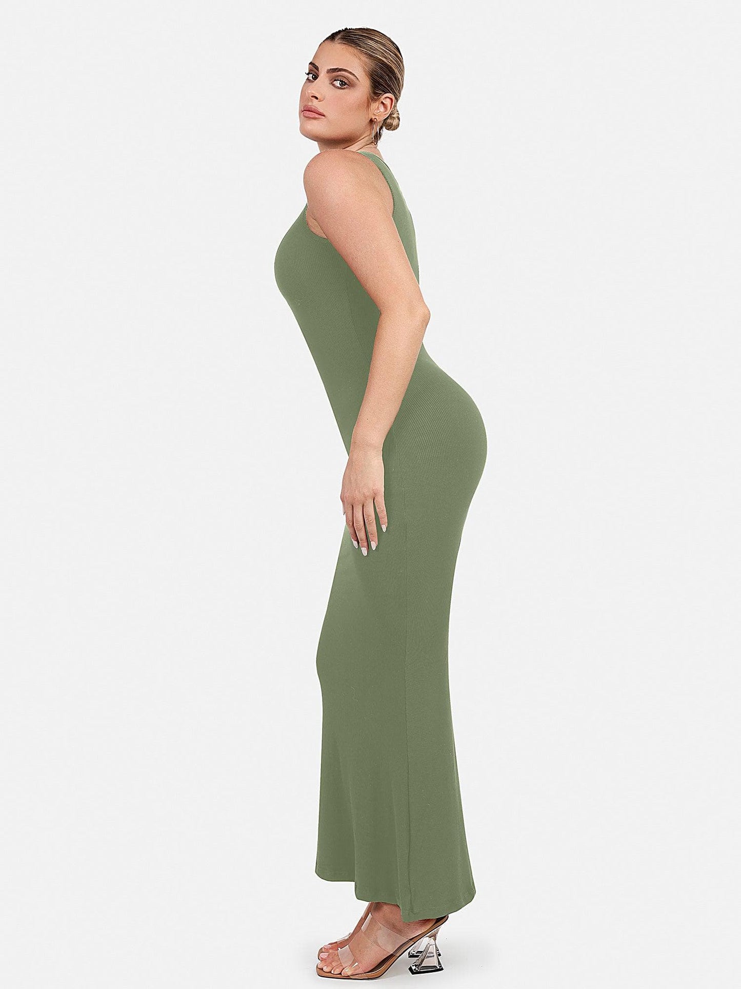 🔥Flash Sale⚡Shapewear Modal Sleeveless Crew Neck Slimming Maxi Dress