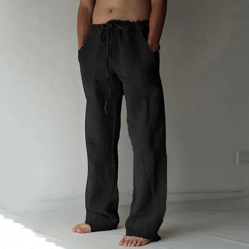Men's Trousers Summer Pants Baggy Pants Beach Pants Casual Pants Drawstring Front Pocket Straight Leg Plain Comfort Soft Full Length Yoga Holiday Beach Fashion Hawaiian