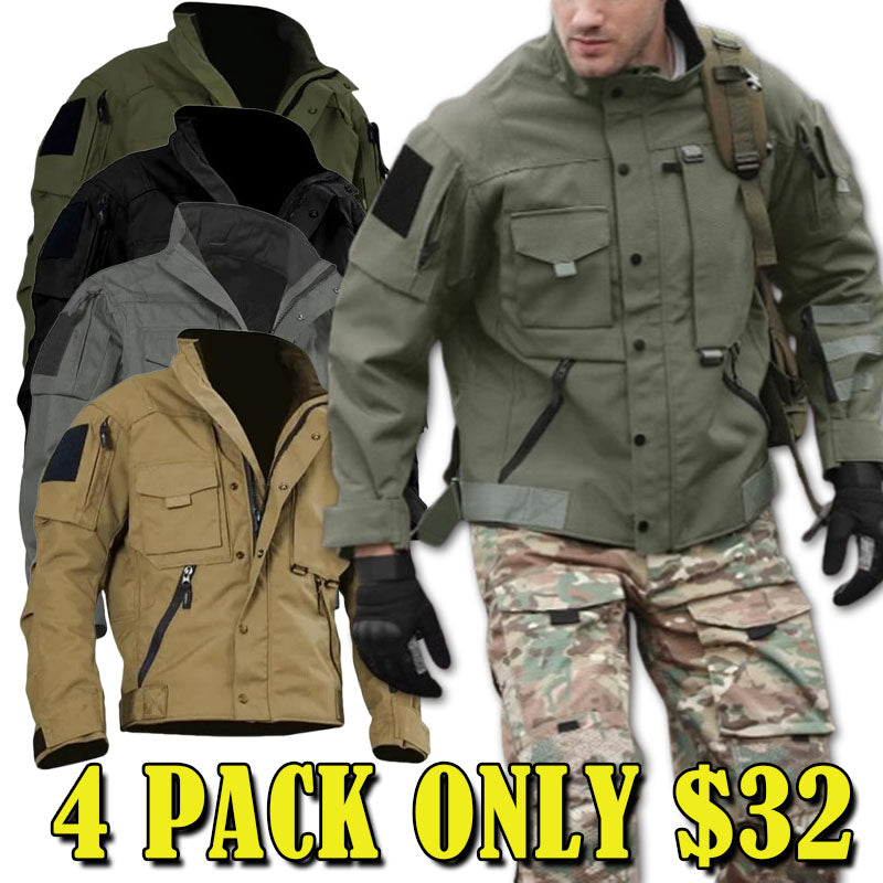 Military Jacket for Men 1000D Cordura Tactical Jacket Hard Shell Water Resistant Army Jacket Coat Hiking Bushcraft