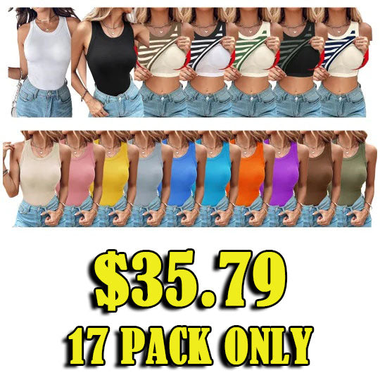 Round Neck Built-in Bra Ribbed Tank Top