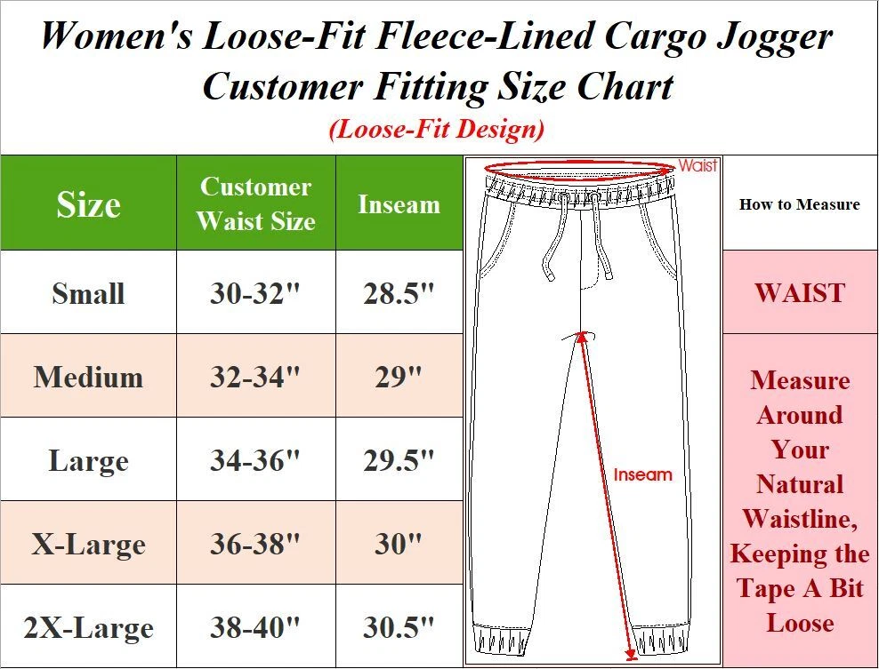 3-Pack Women's Fleece Lined Cargo Jogger Sweatpants