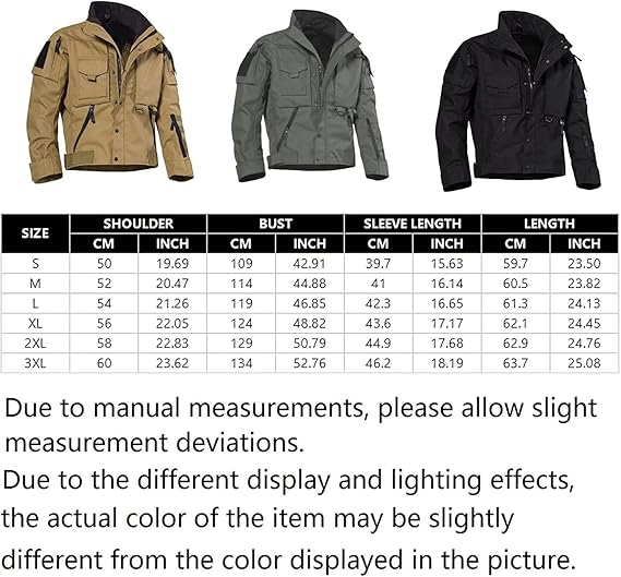 Military Jacket for Men 1000D Cordura Tactical Jacket Hard Shell Water Resistant Army Jacket Coat Hiking Bushcraft