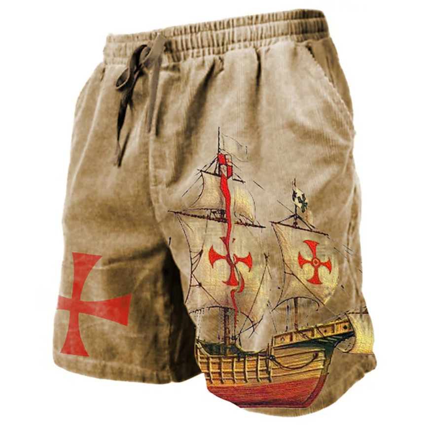 Men's Prints Sweat Shorts Beach Shorts Terry Shorts Mid Waist Retro Vintage Casual Daily Holiday Streetwear Drawstring Elastic Waist
