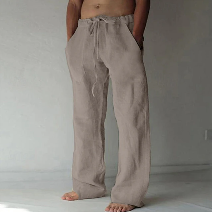 Men's Trousers Summer Pants Baggy Pants Beach Pants Casual Pants Drawstring Front Pocket Straight Leg Plain Comfort Soft Full Length Yoga Holiday Beach Fashion Hawaiian