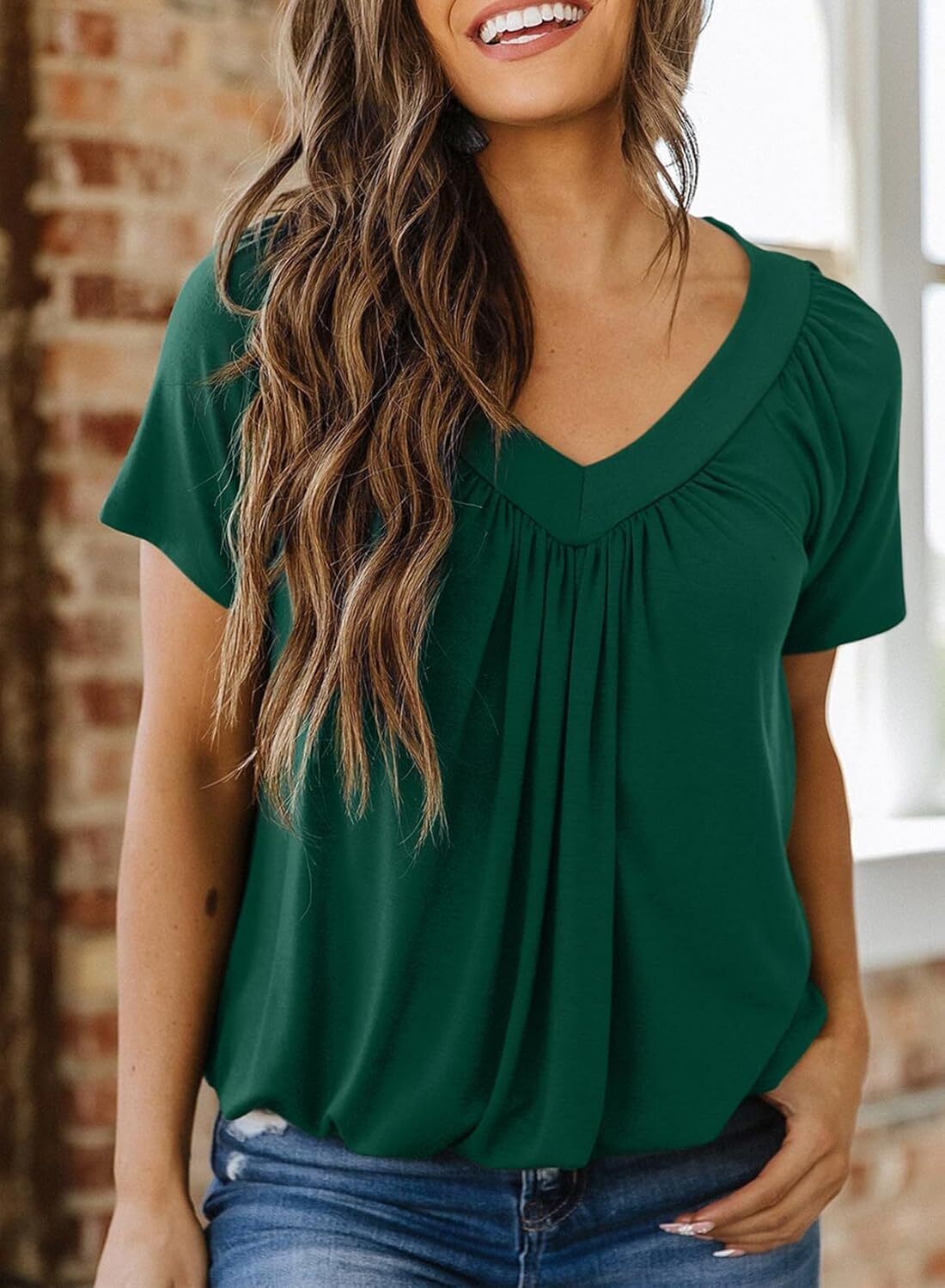 š„Last day promotionš„Women's Casual Summer T Shirts Short Sleeve V Neck Tops Tshirts