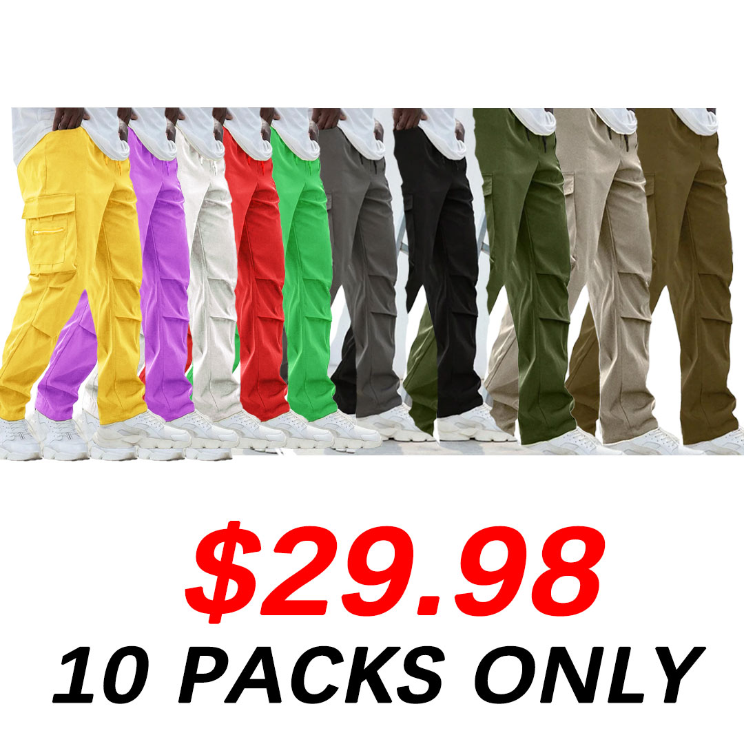 Men's Plus Size Plain Drawstring Waist Cargo Pants