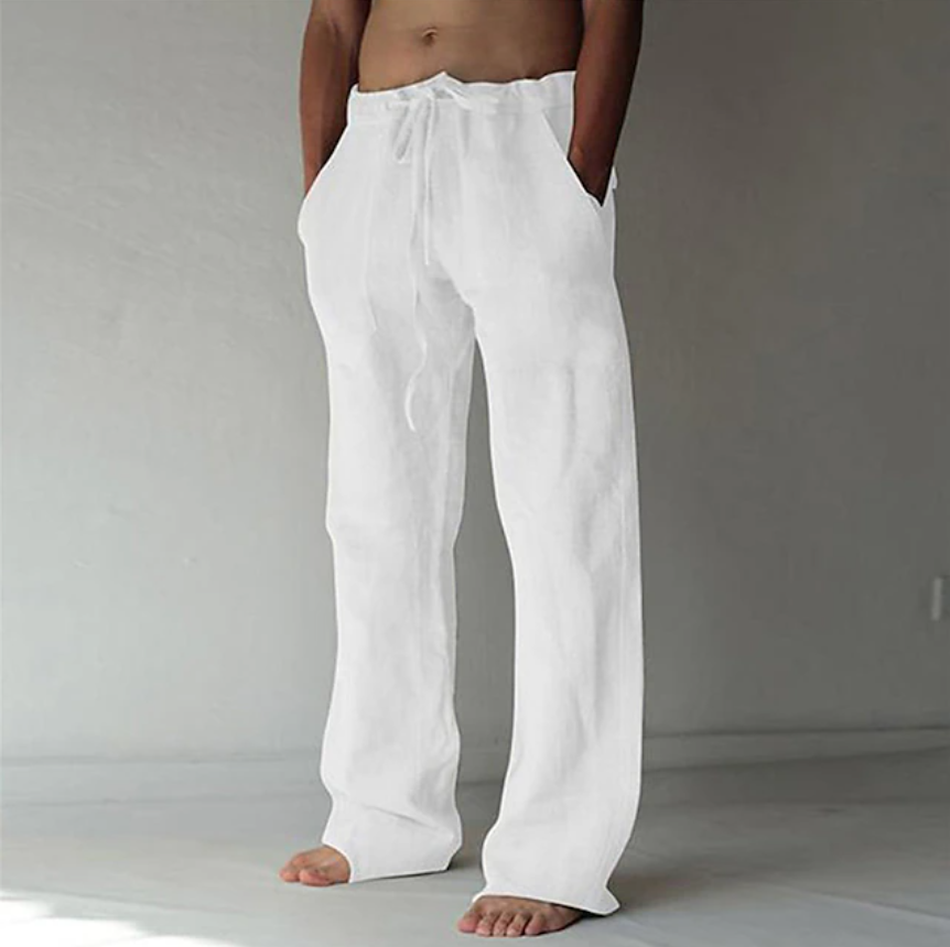 Men's Trousers Summer Pants Baggy Pants Beach Pants Casual Pants Drawstring Front Pocket Straight Leg Plain Comfort Soft Full Length Yoga Holiday Beach Fashion Hawaiian