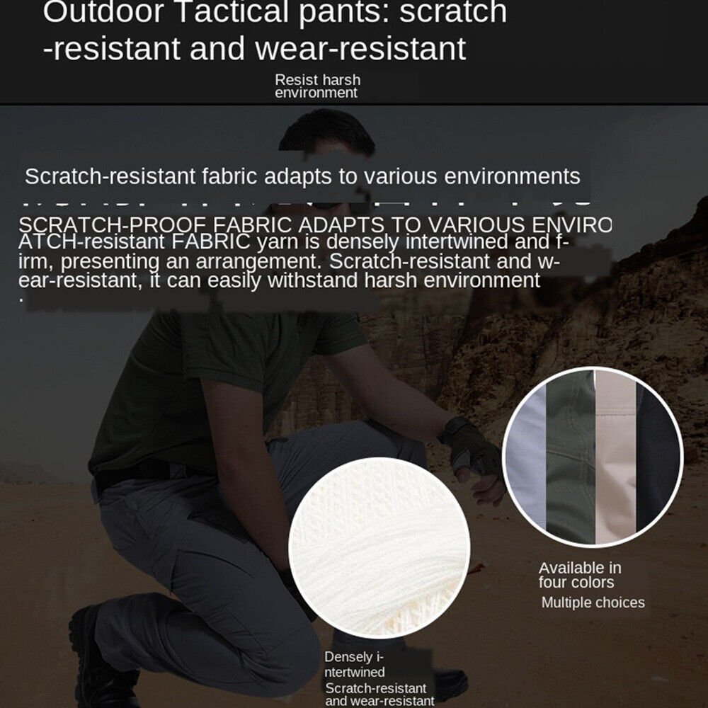 Men's Cargo Pants 100% Cotton Work Trousers Tactical Combat Outdoor Hiking Pant