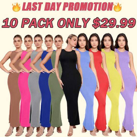 🔥Flash Sale⚡Shapewear Modal Sleeveless Crew Neck Slimming Maxi Dress