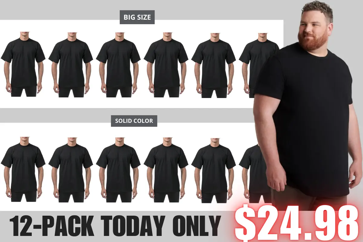 š„Men's 12-Pack Oversized Heavyweight Cotton Short Sleeve Crew Neck T-shirts