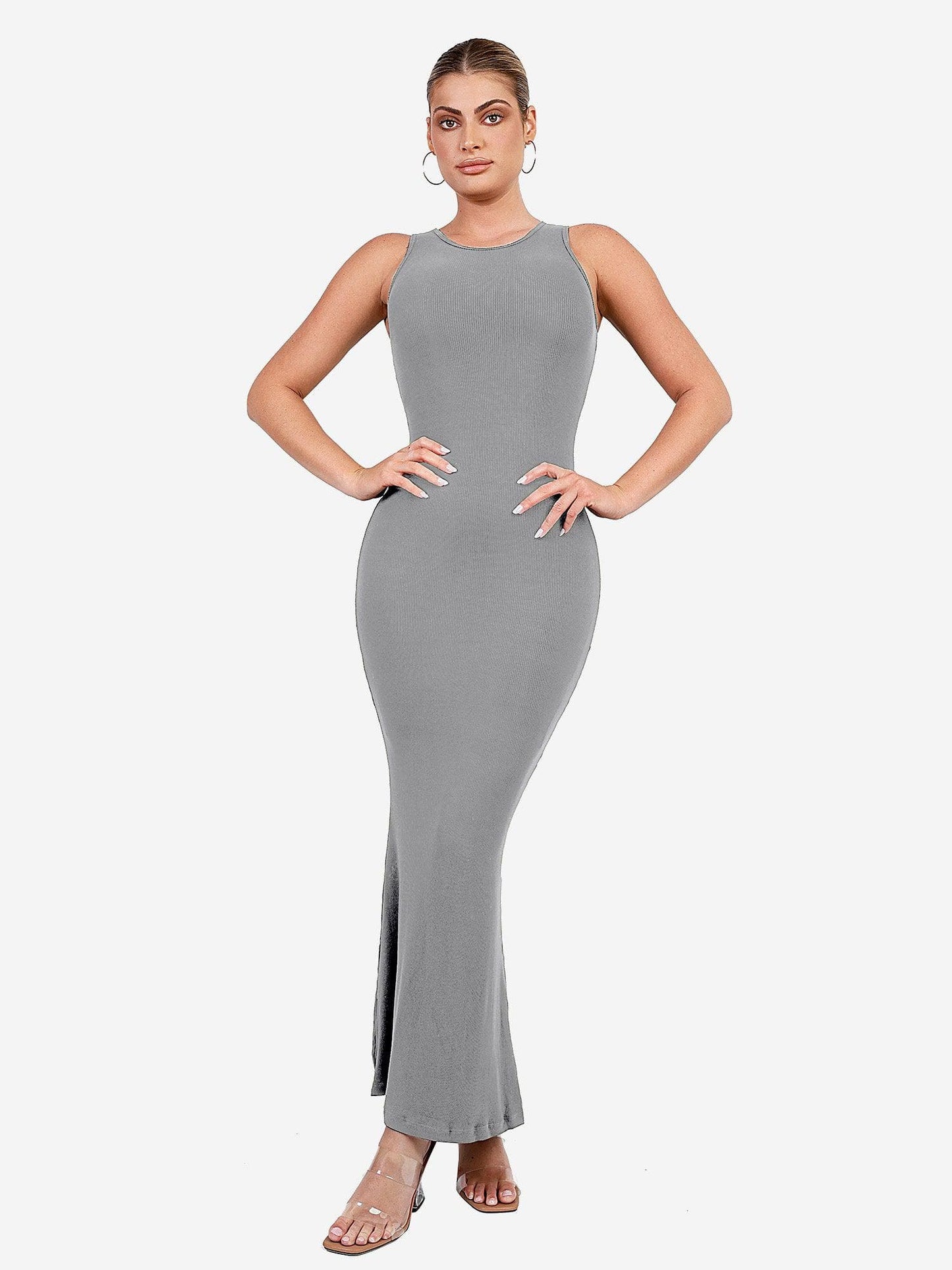 🔥Flash Sale⚡Shapewear Modal Sleeveless Crew Neck Slimming Maxi Dress