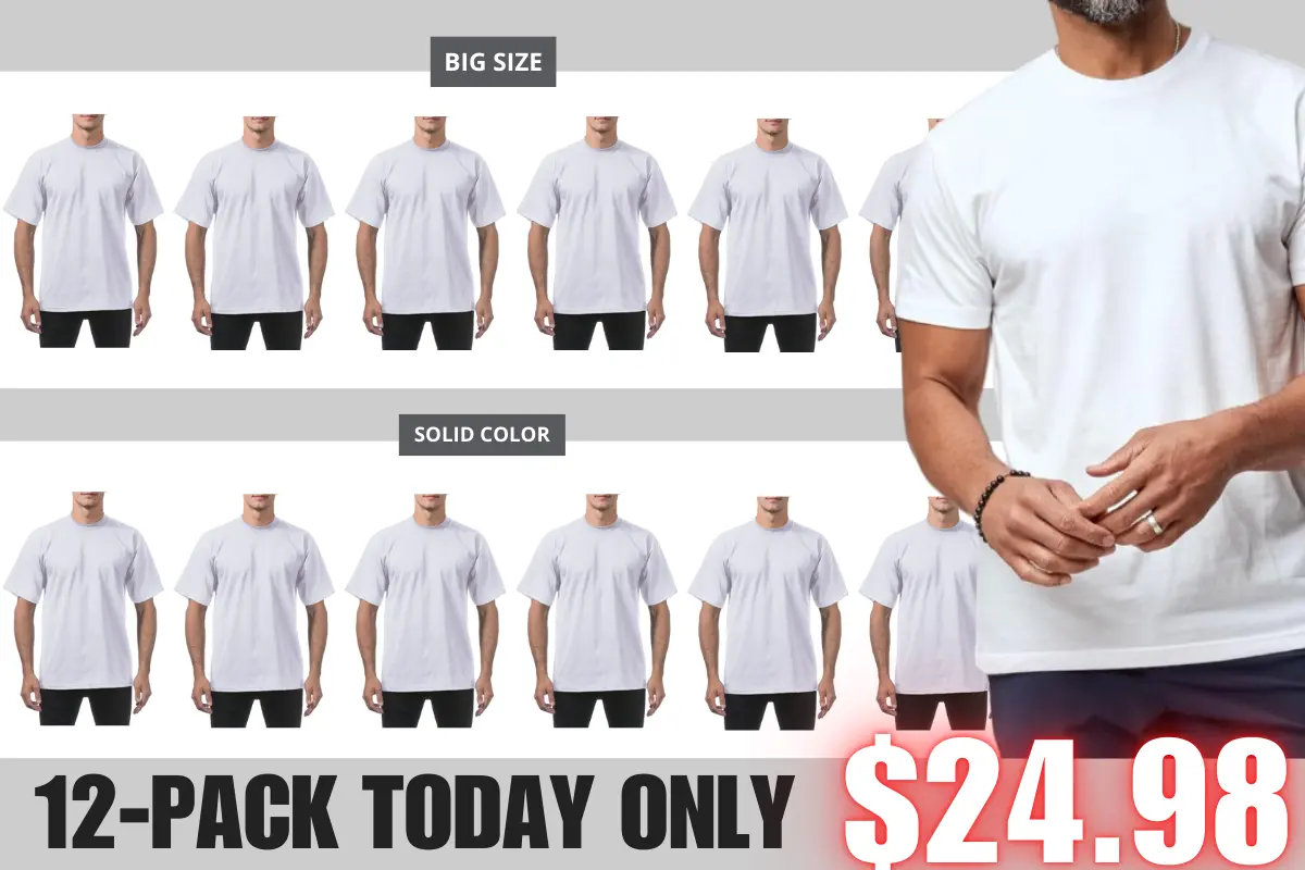 š„Men's 12-Pack Oversized Heavyweight Cotton Short Sleeve Crew Neck T-shirts
