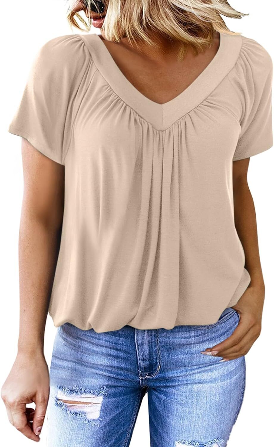 š„Last day promotionš„Women's Casual Summer T Shirts Short Sleeve V Neck Tops Tshirts