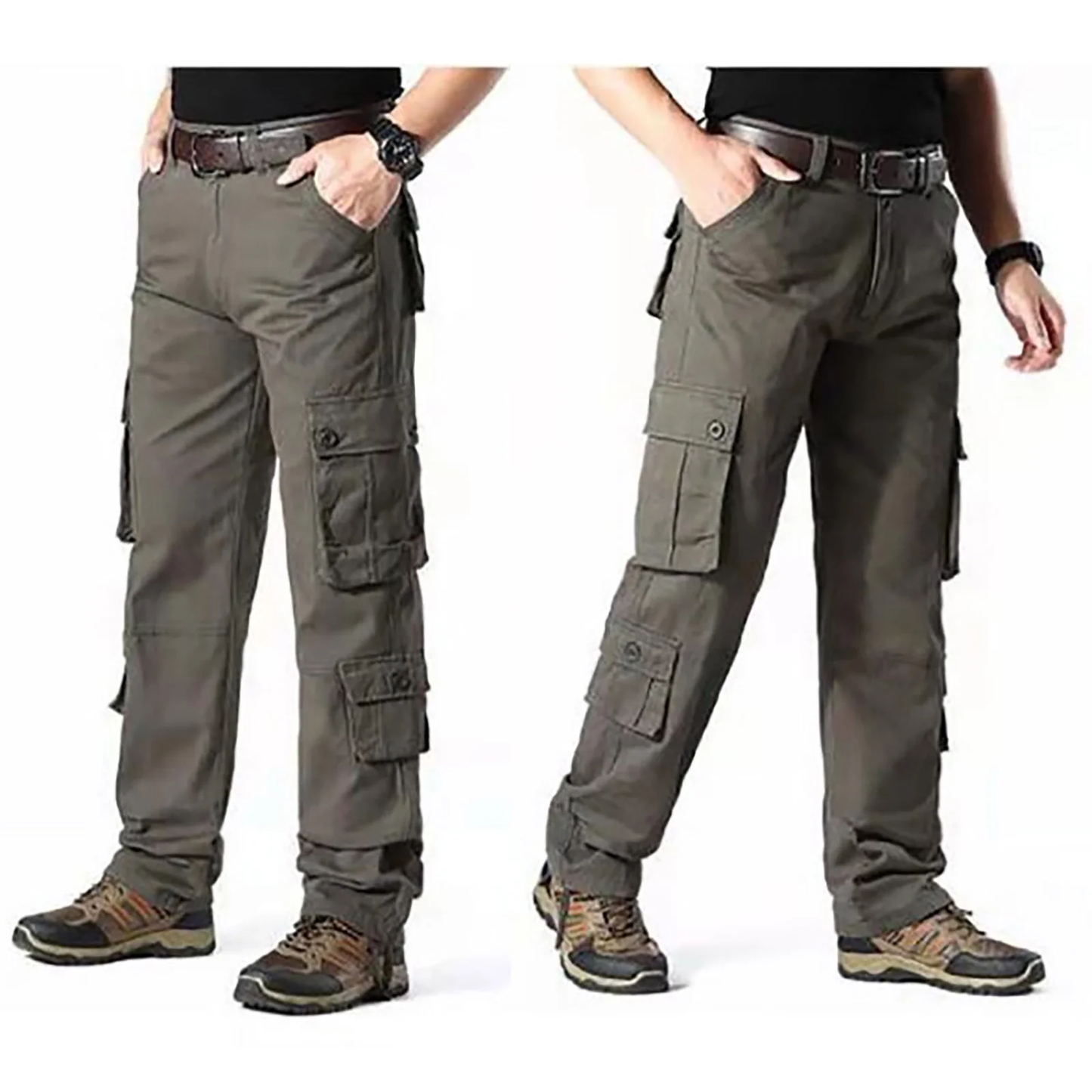Men's Cargo Pants 100% Cotton Work Trousers Tactical Combat Outdoor Hiking Pant