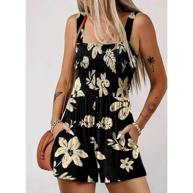 Women 2025 Casual Loose Short Overalls One Piece Sleeveless Jumpsuits