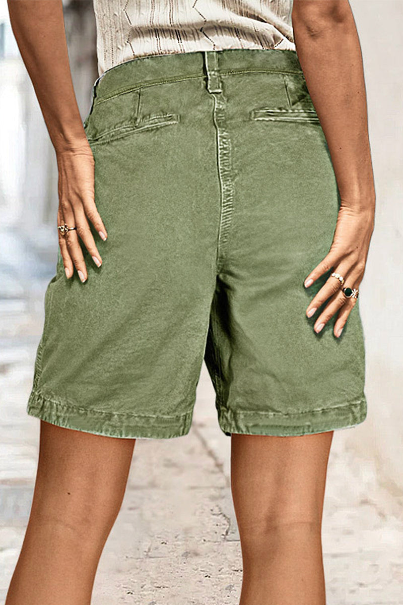 Solid Mid Waist Mid Thigh Shorts🔥🔥