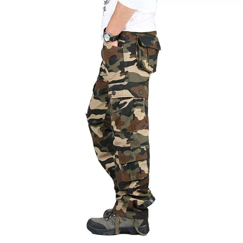 Men's Cargo Pants 100% Cotton Work Trousers Tactical Combat Outdoor Hiking Pant