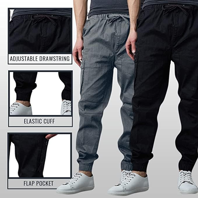 3-Pack Men's Cotton Flex Stretch Cargo Combat Jogger Pants