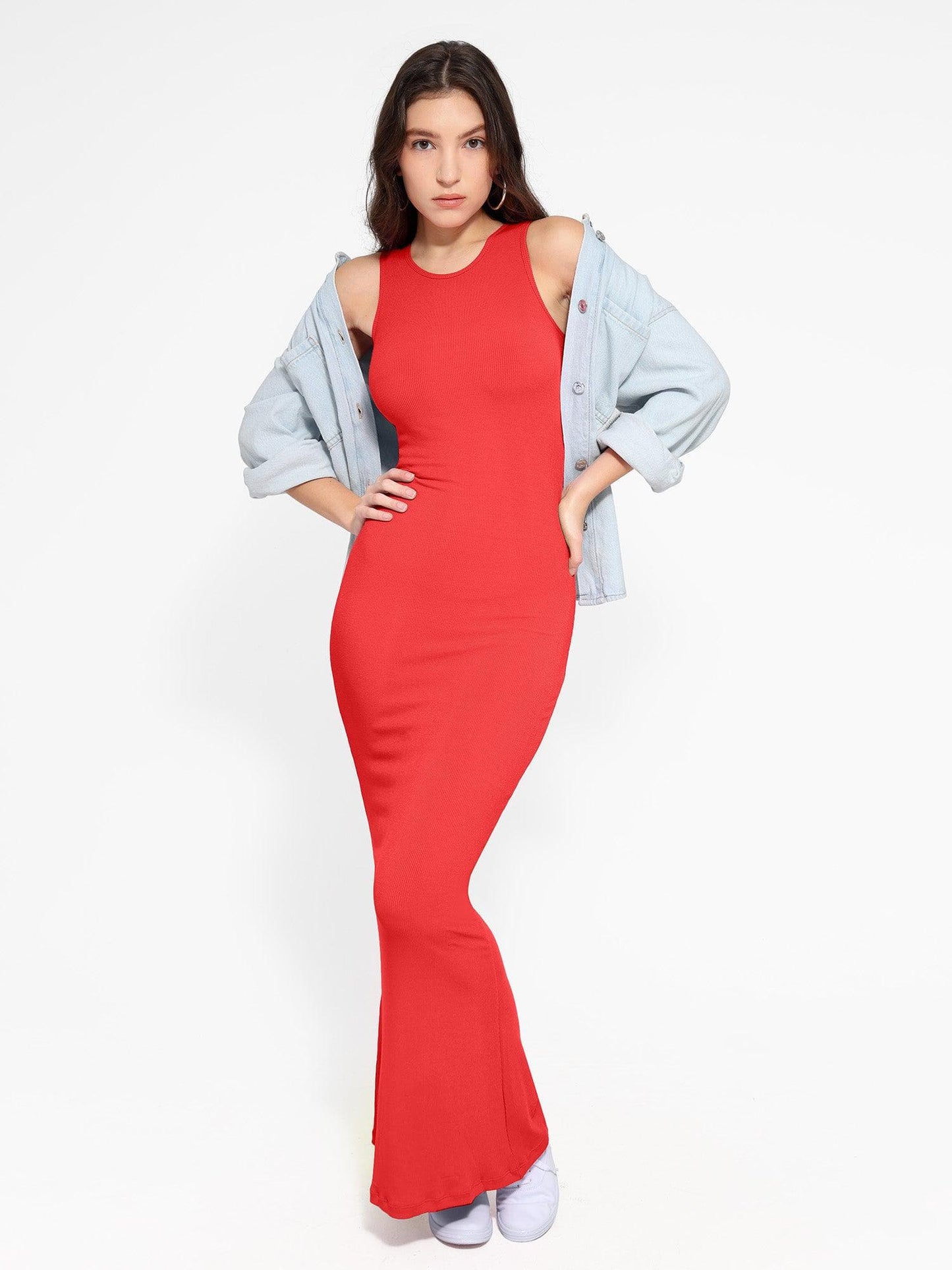 🔥Flash Sale⚡Shapewear Modal Sleeveless Crew Neck Slimming Maxi Dress