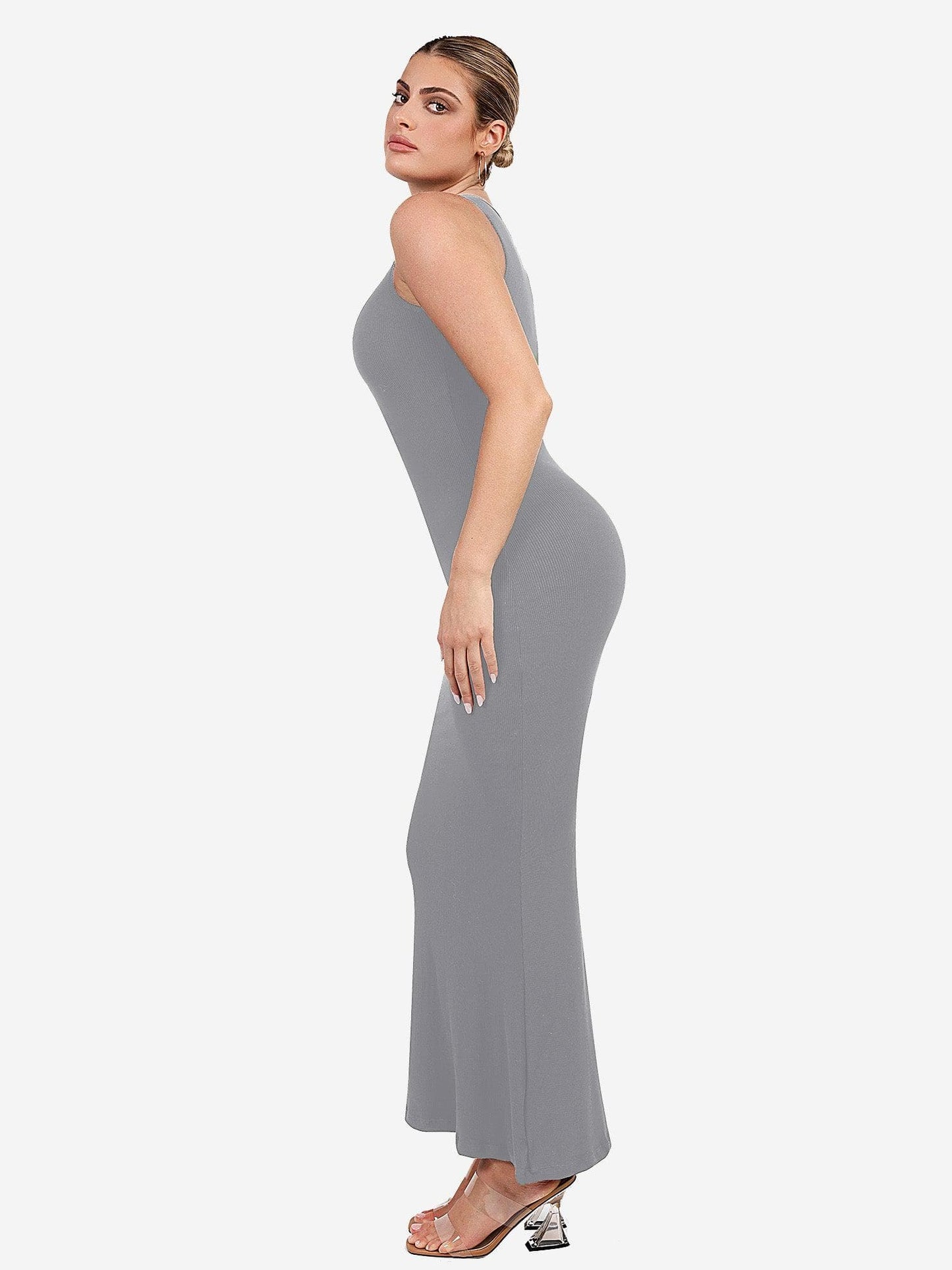 🔥Flash Sale⚡Shapewear Modal Sleeveless Crew Neck Slimming Maxi Dress