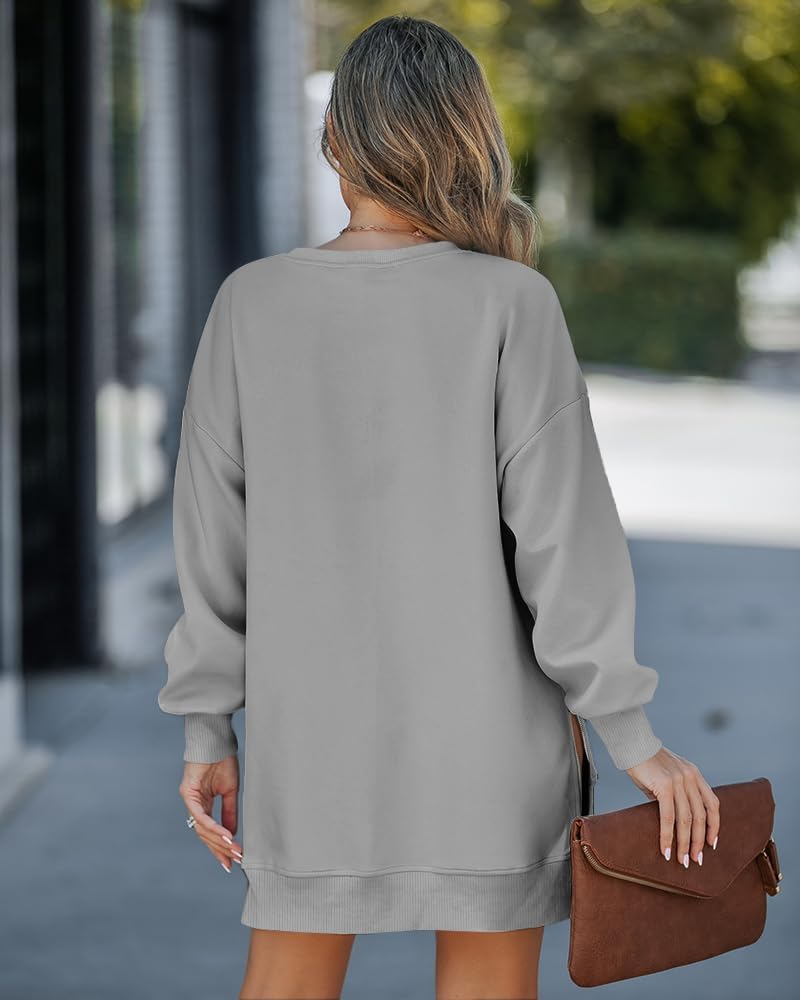 Womens Long Sleeve Zipper Slit Oversized Sweatshirt 2025 Casual Pullover Zipper Hoodies Fall Clothes
