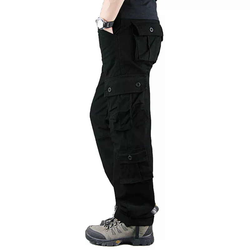 Men's Cargo Pants 100% Cotton Work Trousers Tactical Combat Outdoor Hiking Pant