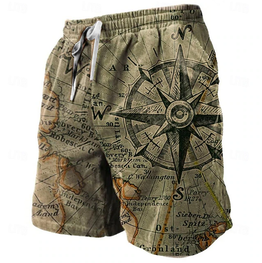 Men's Prints Sweat Shorts Beach Shorts Terry Shorts Mid Waist Retro Vintage Casual Daily Holiday Streetwear Drawstring Elastic Waist
