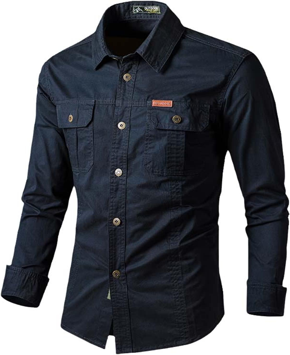 Military Cargo Shirts Men Spring Autumn Cotton Casual Slim Fit Tops Outdoor Long Sleeve Tactical Shirt