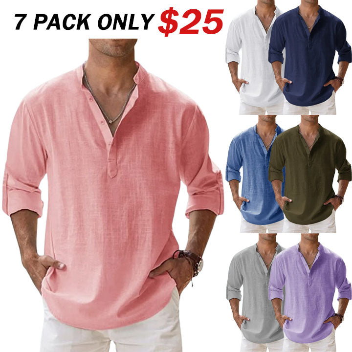 š„ Men's Cotton Linen Casual Long Sleeve Shirt