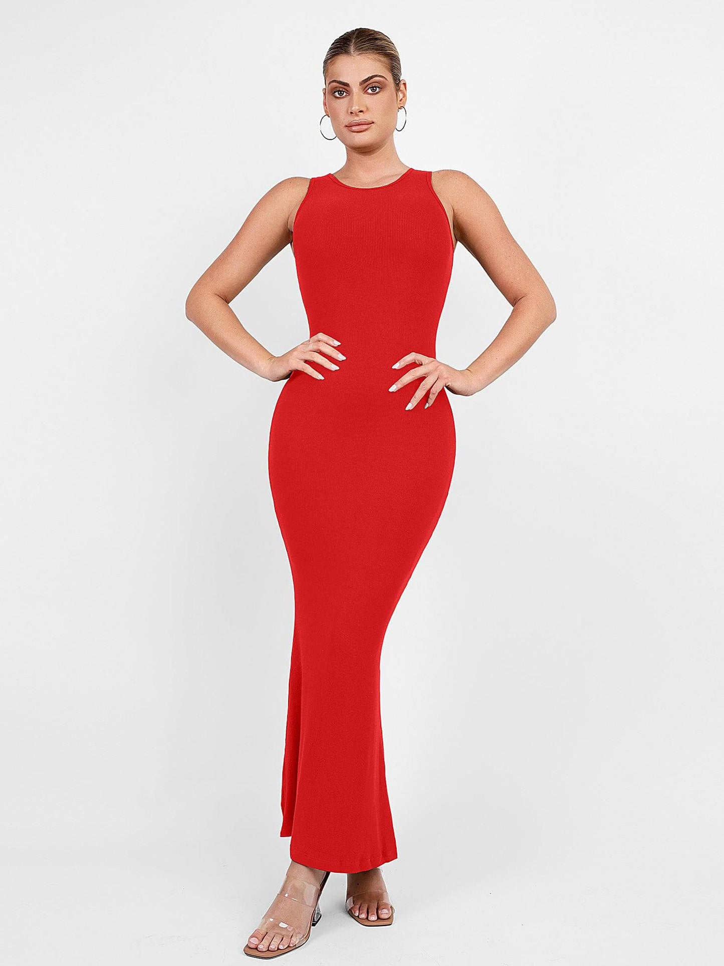 🔥Flash Sale⚡Shapewear Modal Sleeveless Crew Neck Slimming Maxi Dress