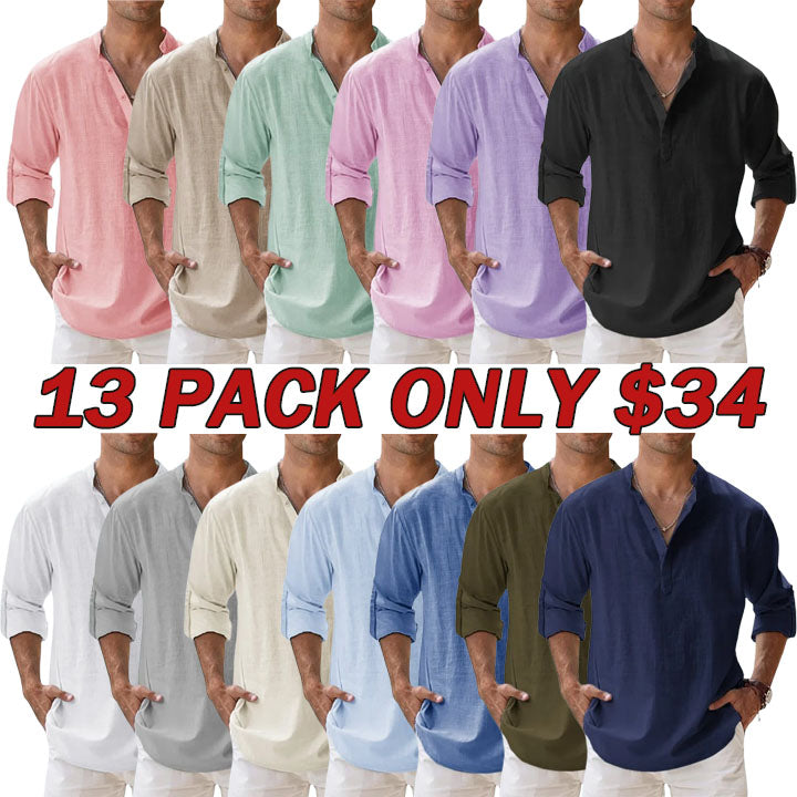 š„ Men's Cotton Linen Casual Long Sleeve Shirt