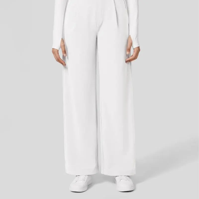 High Waisted Plicated Side Pocket Straight Leg Work Pants