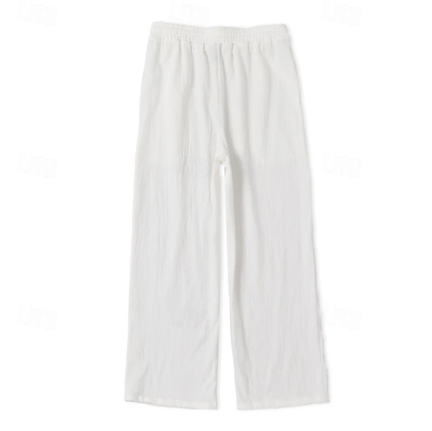 Men's Trousers Summer Pants Baggy Pants Beach Pants Casual Pants Drawstring Front Pocket Straight Leg Plain Comfort Soft Full Length Yoga Holiday Beach Fashion Hawaiian