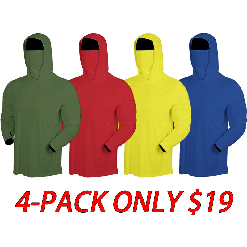 Men’s UPF 50+ Sun Protection Hooded Shirt with Integrated Face Cover