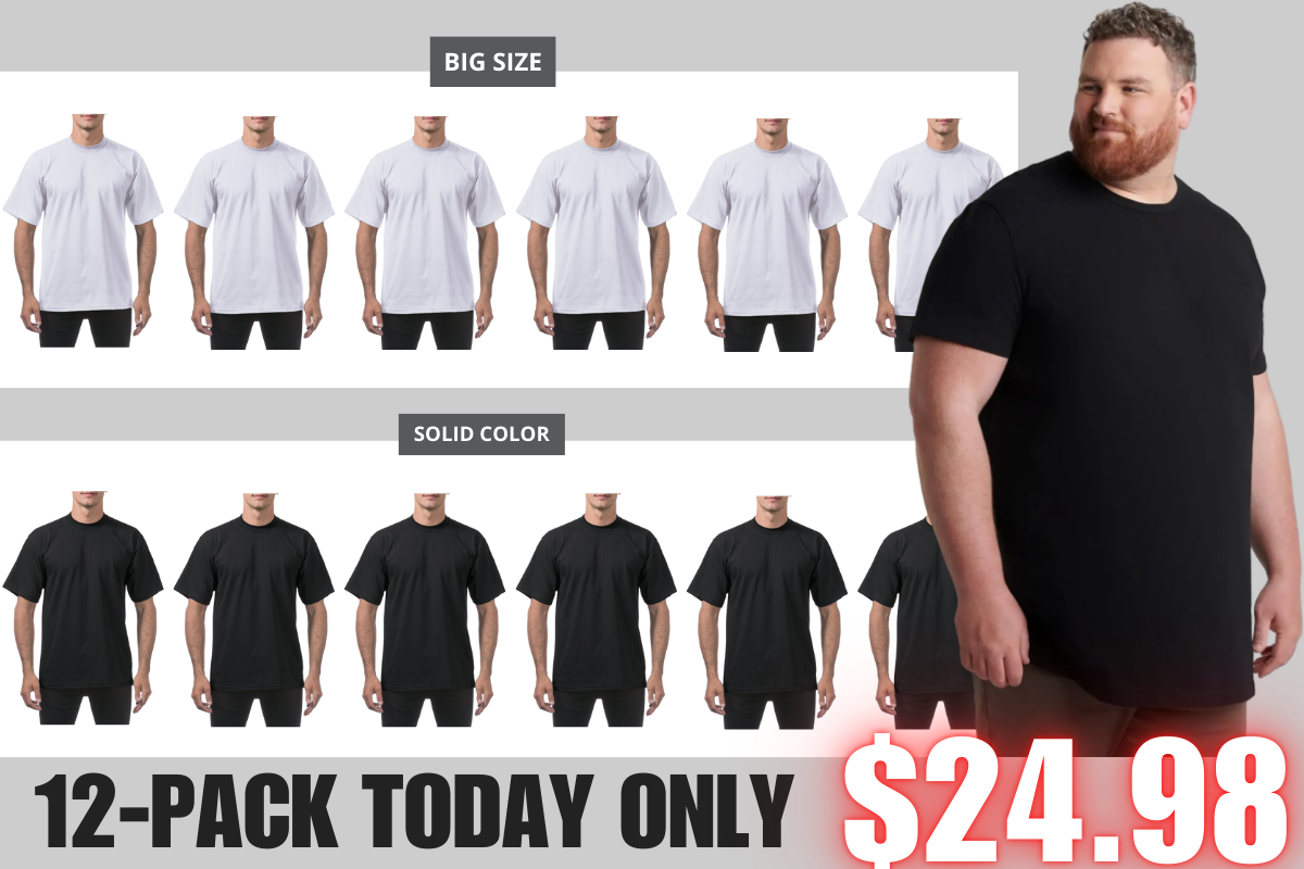 š„Men's 12-Pack Oversized Heavyweight Cotton Short Sleeve Crew Neck T-shirts