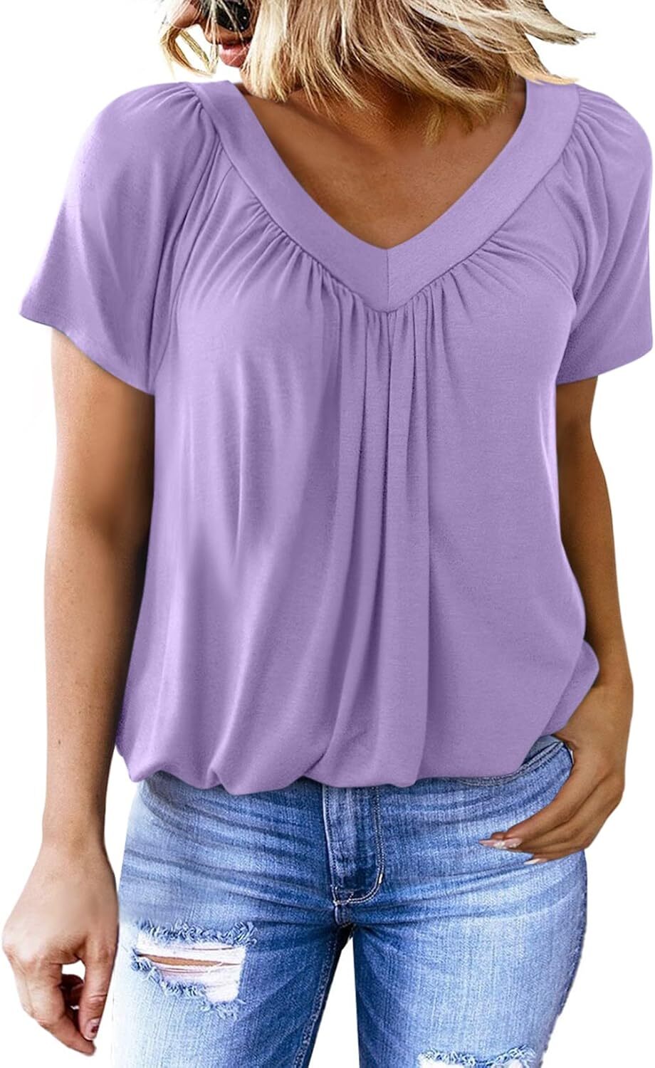 š„Last day promotionš„Women's Casual Summer T Shirts Short Sleeve V Neck Tops Tshirts