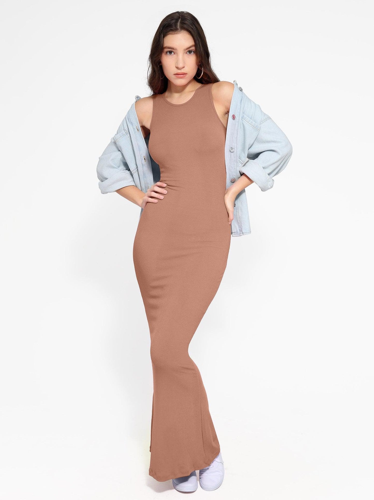 🔥Flash Sale⚡Shapewear Modal Sleeveless Crew Neck Slimming Maxi Dress