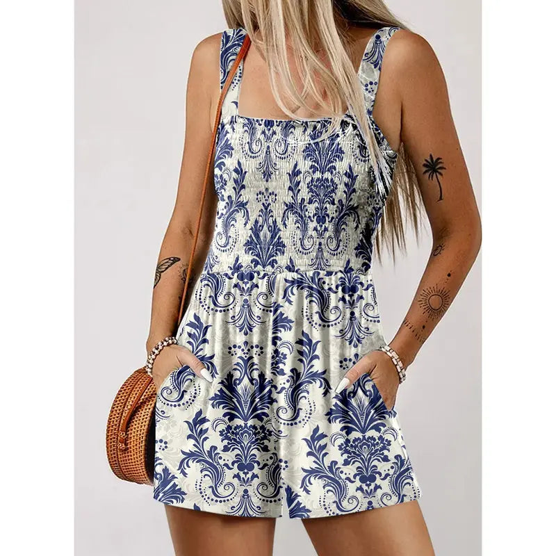 Women 2025 Casual Loose Short Overalls One Piece Sleeveless Jumpsuits