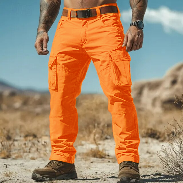 Men's Cargo Pants Cargo Trousers Work Pants Hiking Pants Multi Pocket Straight Leg Plain Moisture Wicking Wearable Full Length Outdoor Daily Camping & Hiking Fashion Streetwear(Belt Included)