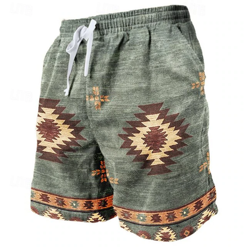 Men's Prints Sweat Shorts Beach Shorts Terry Shorts Mid Waist Retro Vintage Casual Daily Holiday Streetwear Drawstring Elastic Waist