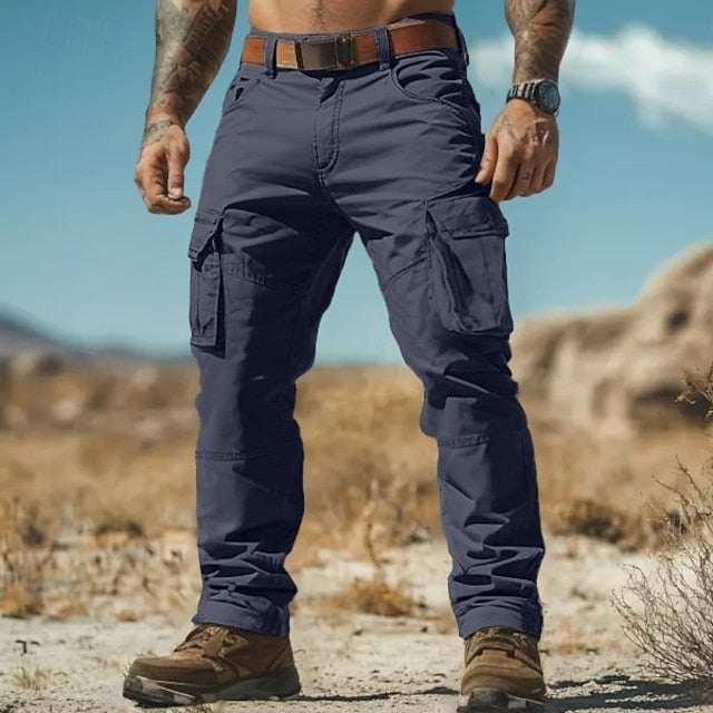 Men's Cargo Pants Cargo Trousers Work Pants Hiking Pants Multi Pocket Straight Leg Plain Moisture Wicking Wearable Full Length Outdoor Daily Camping & Hiking Fashion Streetwear(Belt Included)