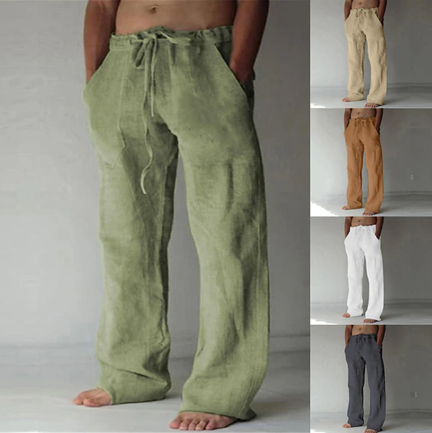 Men's Trousers Summer Pants Baggy Pants Beach Pants Casual Pants Drawstring Front Pocket Straight Leg Plain Comfort Soft Full Length Yoga Holiday Beach Fashion Hawaiian