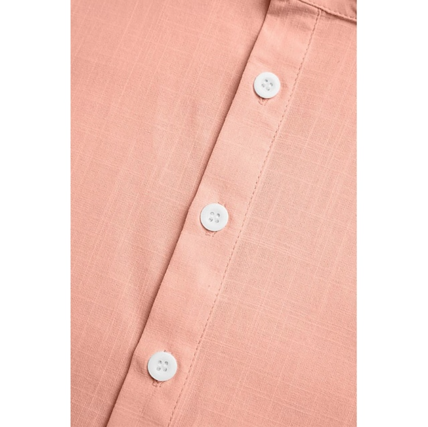 Men's Shirt Linen Shirt Band Collar Shirt Popover Shirt Summer Shirt Beach Wear Plain Vacation Casual Black White Yellow Pink Short Sleeve Henley Summer Clothing Apparel