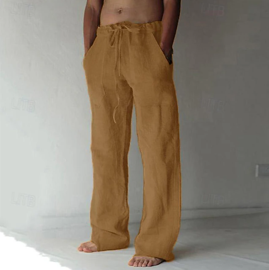 Men's Trousers Summer Pants Baggy Pants Beach Pants Casual Pants Drawstring Front Pocket Straight Leg Plain Comfort Soft Full Length Yoga Holiday Beach Fashion Hawaiian