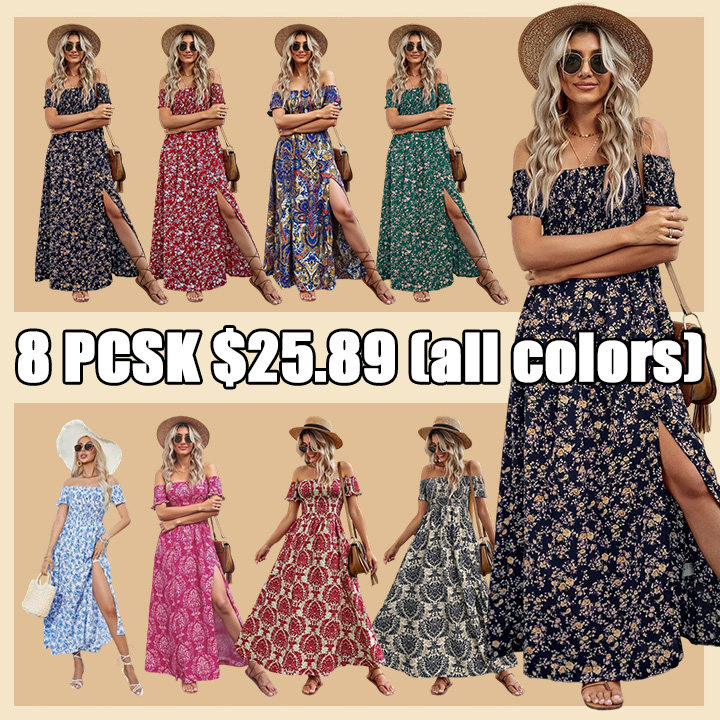 🔥Fall Sale 💃Women's French Vintage Split Thigh A-Line Dress