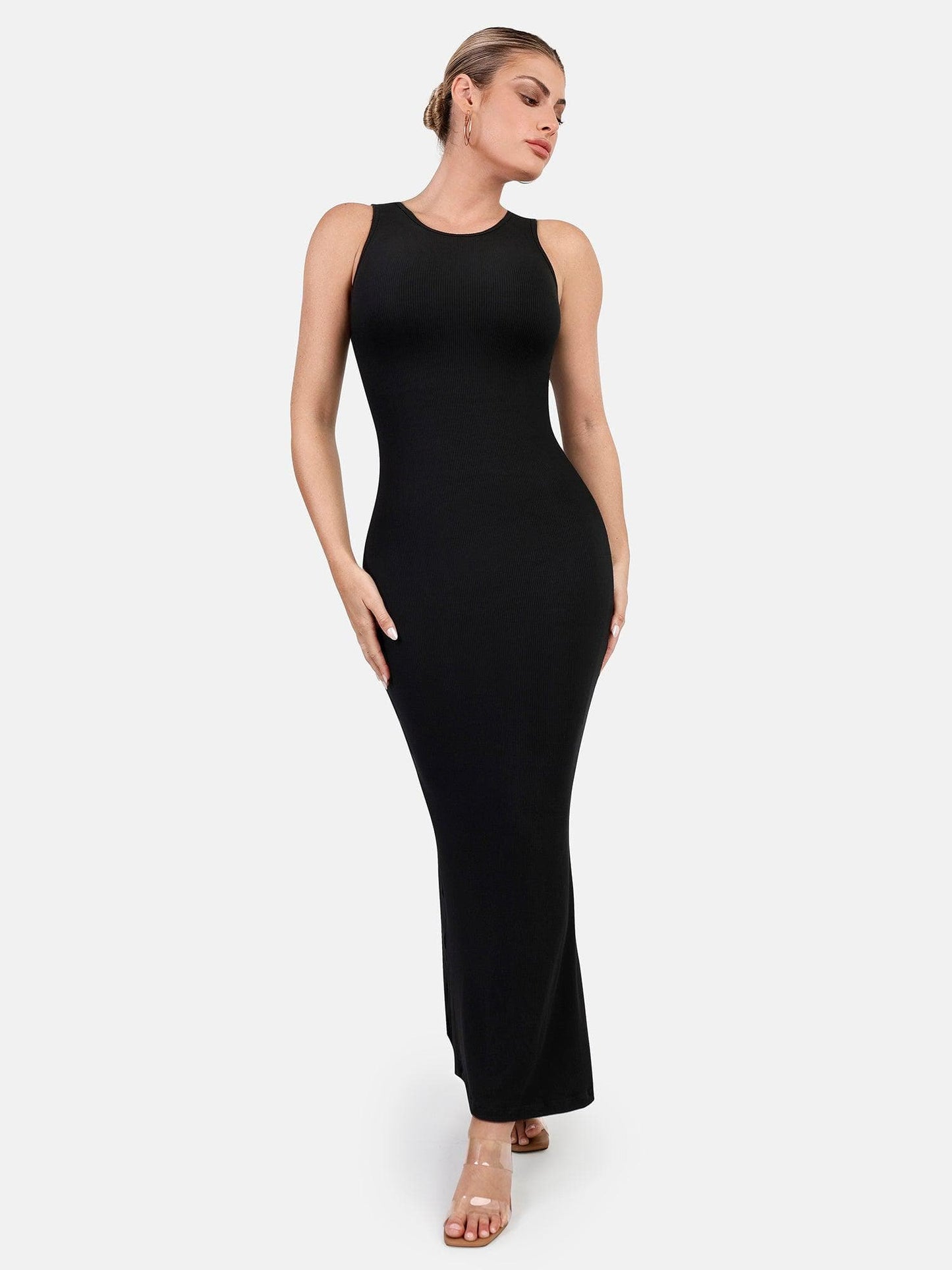🔥Flash Sale⚡Shapewear Modal Sleeveless Crew Neck Slimming Maxi Dress