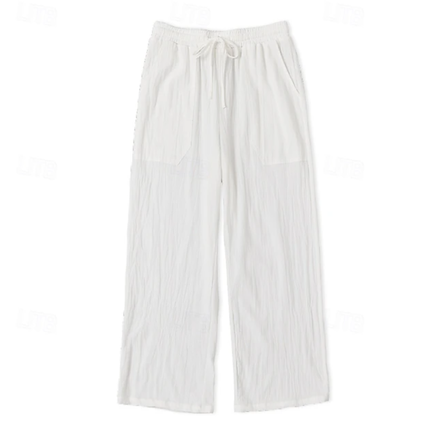 Men's Trousers Summer Pants Baggy Pants Beach Pants Casual Pants Drawstring Front Pocket Straight Leg Plain Comfort Soft Full Length Yoga Holiday Beach Fashion Hawaiian